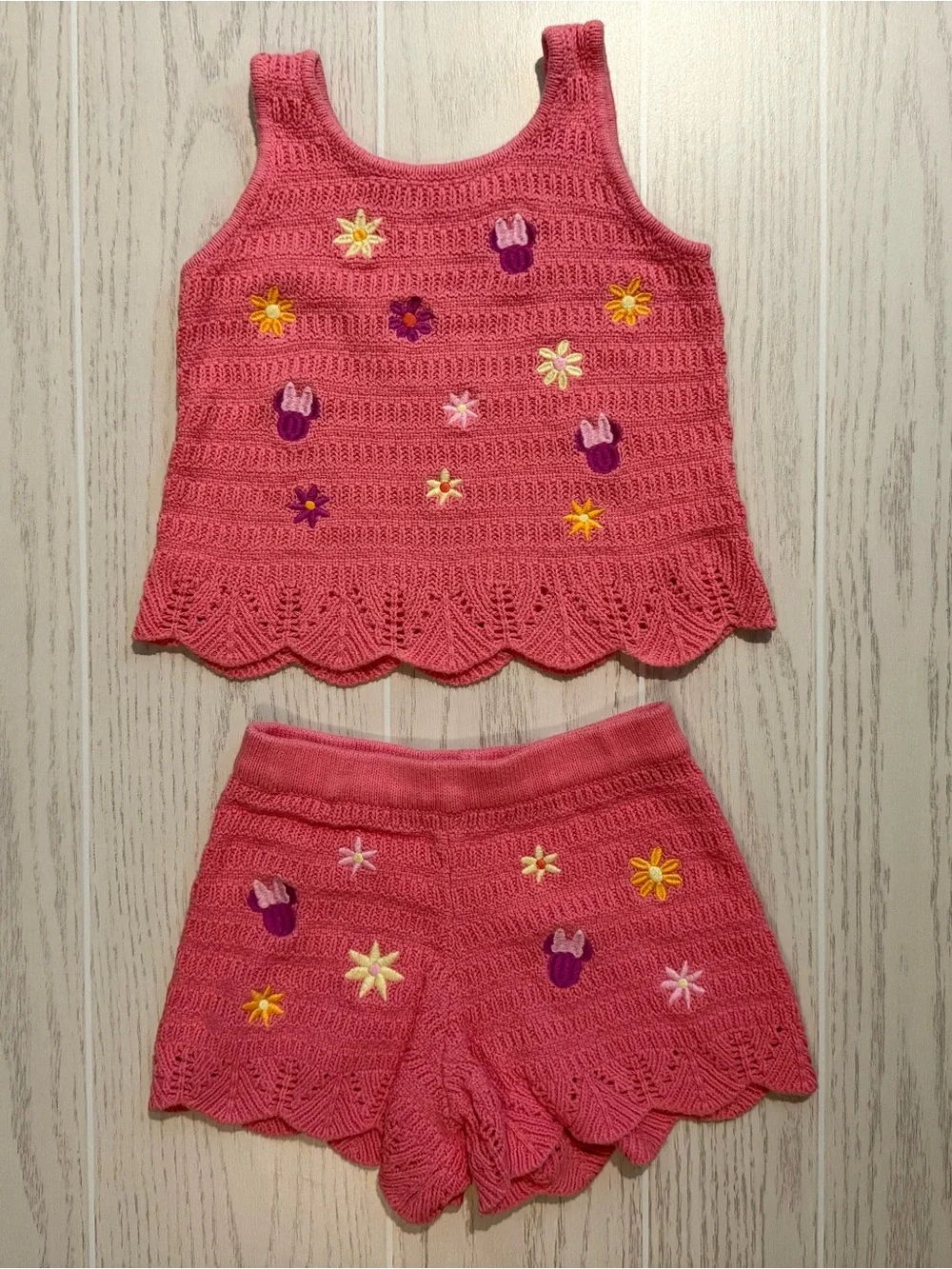 Disney x Jumping Beans Minnie Mouse Crochet 2pc Tank Shorts Set Girls 5